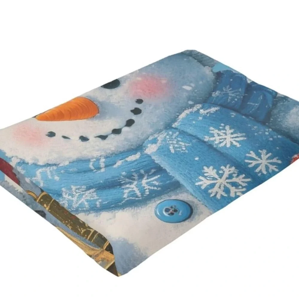 Winter Wonderland Snowman Blanket - Blue and Red